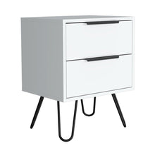 Load image into Gallery viewer, Nightstand Skyoner 2, Harpin Legs, Two Drawers, White Finish-3
