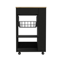 Load image into Gallery viewer, Kitchen Cart Sonex, One Drawer, Two Open Shelves, Four Casters, Black Wengue / Light Oak Finish-3
