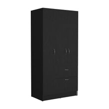 Load image into Gallery viewer, Armoire Cobra, Double Door Cabinets, One Drawer, Five Shelves, Black Wengue / White Finish-5
