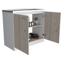 Load image into Gallery viewer, Utility Sink Vernal, Double Door, Smokey Oak / Light Gray Finish-4
