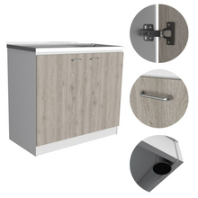 Load image into Gallery viewer, Utility Sink Vernal, Double Door, Smokey Oak / Light Gray Finish-6
