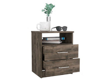 Load image into Gallery viewer, Nightstand Olienza, Two Drawers, One Shelf, Dark Brown Finish-6

