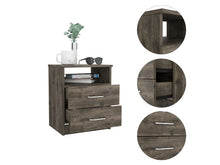 Load image into Gallery viewer, Nightstand Olienza, Two Drawers, One Shelf, Dark Brown Finish-2
