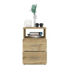 Load image into Gallery viewer, Nightstand Olienza, Two Drawers, One Shelf, Light Oak Finish-2

