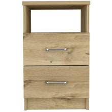 Load image into Gallery viewer, Nightstand Olienza, Two Drawers, One Shelf, Light Oak Finish-3
