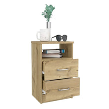 Load image into Gallery viewer, Nightstand Olienza, Two Drawers, One Shelf, Light Oak Finish-4
