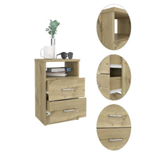 Load image into Gallery viewer, Nightstand Olienza, Two Drawers, One Shelf, Light Oak Finish-6

