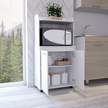 Load image into Gallery viewer, Kitchen Cart Totti, Double Door Cabinet, One Open Shelf, Two Interior Shelves, White Finish-1

