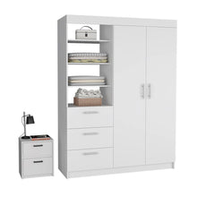 Load image into Gallery viewer, Karval 2 Piece Bedroom Set, Armoire + Nightstand, White Finish-1

