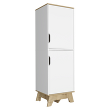 Load image into Gallery viewer, Single Kitchen Pantry Wallas, Four Shelves, Two Doors, Light Oak / White Finish-5
