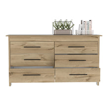 Load image into Gallery viewer, 6 Drawer Double Dresser Wezz, Four Legs, Superior Top, Light Oak / White Finish-2
