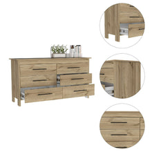 Load image into Gallery viewer, 6 Drawer Double Dresser Wezz, Four Legs, Superior Top, Light Oak / White Finish-5
