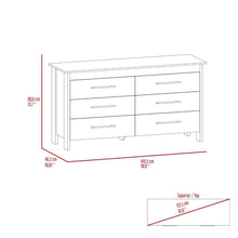 Load image into Gallery viewer, 6 Drawer Double Dresser Wezz, Four Legs, Superior Top, Light Oak / White Finish-7
