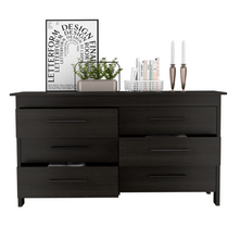 Load image into Gallery viewer, 6 Drawer Double Dresser Wezz, Four Legs, Superior Top, Black Wengue Finish-2
