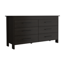 Load image into Gallery viewer, 6 Drawer Double Dresser Wezz, Four Legs, Superior Top, Black Wengue Finish-5
