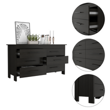 Load image into Gallery viewer, 6 Drawer Double Dresser Wezz, Four Legs, Superior Top, Black Wengue Finish-6
