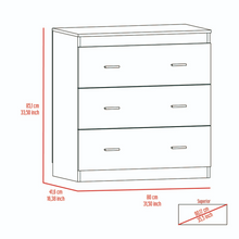 Load image into Gallery viewer, Three Drawer Dresser Whysk, Superior Top, Handles, Light Gray / White Finish-5
