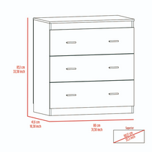 Load image into Gallery viewer, Three Drawer Dresser Whysk, Superior Top, Handles, Black Wengue Finish-4
