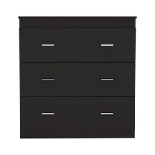 Load image into Gallery viewer, Three Drawer Dresser Whysk, Superior Top, Handles, Black Wengue Finish-3
