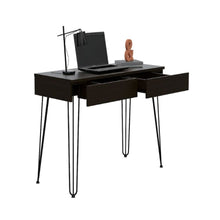Load image into Gallery viewer, Desk Hinsdale with Hairpin Legs and Two Drawers, Smokey Oak Finish-4
