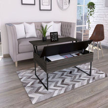 Load image into Gallery viewer, Lift Top Coffee Table Wuzz, Two Legs, Two Shelves, Carbon Espresso / Black Wengue Finish-1
