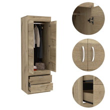 Load image into Gallery viewer, Armoire Tarento,Two Drawers, Light Oak / Black Wengue Finish-6
