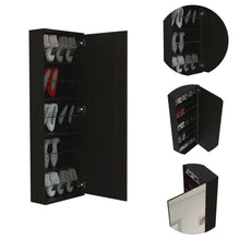 Load image into Gallery viewer, Wall Mounted Shoe Rack With Mirror Chimg, Single Door, Black Wengue Finish-2
