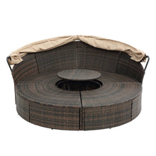 Load image into Gallery viewer, TOPMAX Rattan Round Lounge with Canopy and Lift Coffee Table-11

