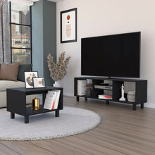 Load image into Gallery viewer, 2pc Living Room Set Millville, Coffe Table, Tv Rack, Four Shelves, Black Wengue Finish-0
