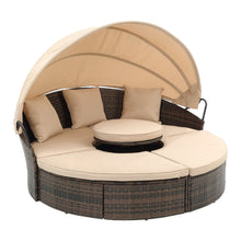 Load image into Gallery viewer, TOPMAX Rattan Round Lounge with Canopy and Lift Coffee Table-4
