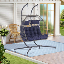 Load image into Gallery viewer, 2 Person Outdoor Rattan Hanging Chair Patio Wicker Egg Chair-2
