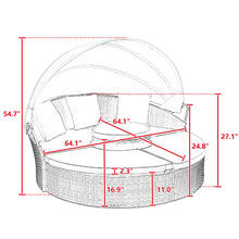 Load image into Gallery viewer, TOPMAX Rattan Round Lounge with Canopy and Lift Coffee Table-1
