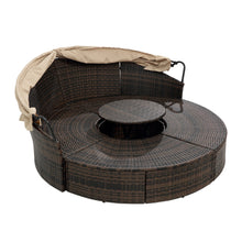 Load image into Gallery viewer, TOPMAX Rattan Round Lounge with Canopy and Lift Coffee Table-12
