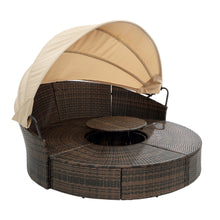 Load image into Gallery viewer, TOPMAX Rattan Round Lounge with Canopy and Lift Coffee Table-13
