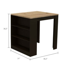 Load image into Gallery viewer, Kitchen Counter Dining Table Toledo, Three Side Shelves, Black Wengue / Pine Finish-6
