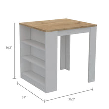 Load image into Gallery viewer, Kitchen Counter Dining Table Toledo,Three Side Shelves, White / Light Oak Finish-6
