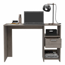 Load image into Gallery viewer, Computer Desk Odessa with Single Drawer and Open Storage Cabinets, Light Gray Finish-6
