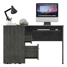 Load image into Gallery viewer, L-Shaped Desk Bradford, Keyboard Shelf, Smokey Oak Finish-6
