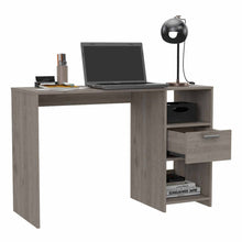 Load image into Gallery viewer, Computer Desk Odessa with Single Drawer and Open Storage Cabinets, Light Gray Finish-4
