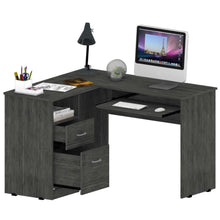 Load image into Gallery viewer, L-Shaped Desk Bradford, Keyboard Shelf, Smokey Oak Finish-4
