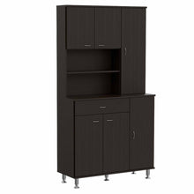 Load image into Gallery viewer, Kitchen Pantry Piacenza, Double Door Cabinet, Black Wengue Finish-3

