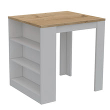 Load image into Gallery viewer, Kitchen Counter Dining Table Toledo,Three Side Shelves, White / Light Oak Finish-2
