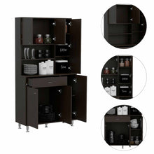 Load image into Gallery viewer, Kitchen Pantry Piacenza, Double Door Cabinet, Black Wengue Finish-2
