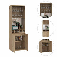 Load image into Gallery viewer, Bar Cabinet Tucson,Five Wine Cubbies, Light Oak Finish-2
